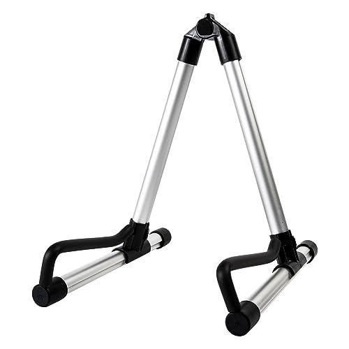 AODSK AS-401S Guitar Stand Folding with adjustable A-Frame for Acoustic Classical and Electric Guitars Bass Ukulele Portable (Single Stand-Silver)