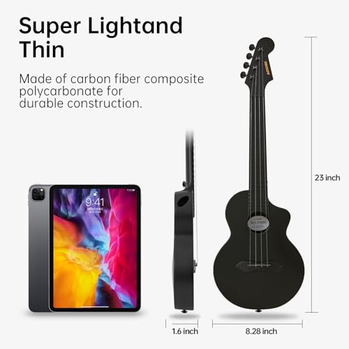 AODSK Concert Ukulele for Adult Kids Beginners Kit,23 inch Carbon Fiber Travel Ukulele with Beginner Kit with Case,Pick,Strap,Strings.Ukulele Lessons(Black Blue Pink Orange White Randomly Shipped)