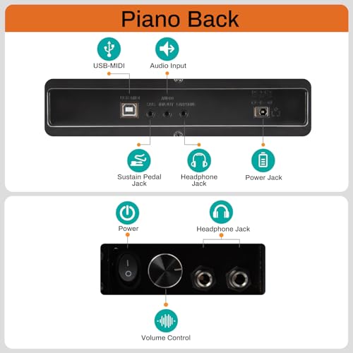 AODSK 88-Key Digital Piano, Heavy Hammered Keyboard, Upright Design, Brown Woodgrain Case, Comes with Headphones & Online Lessons