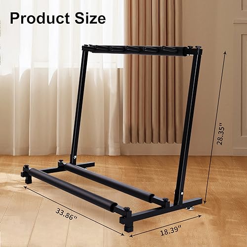 AODSK 7 Multi Guitar Stand Rack with Folding Design, Multiple Guitars Stand, Portable Black Guitar Holder, Black Guitar Display Holder for Guitar & Bass,Studio & Home (7 Guitars)