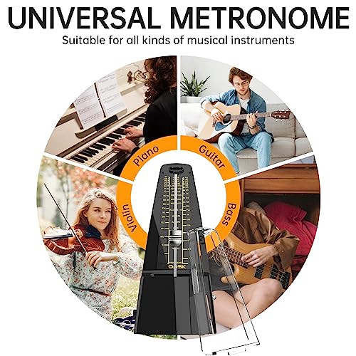 AODSK Mechanical Metronome Black Universal Metronome for Piano Guitar Violin Drums and Other Instruments Standard Loud Sound