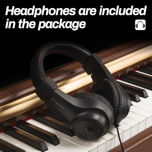 AODSK 88-Key Digital Piano, Heavy Hammered Keyboard, Upright Design, Brown Woodgrain Case, Comes with Headphones & Online Lessons