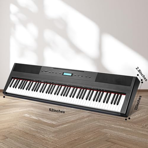 AODSK Weighted Piano 88-Key Beginner Digital Piano,Full Size Weighted keyboard with Hammer Action,238Tones,200 Rhythms,100 Demo Songs,with Sustain Pedal,Stereo Speakers,MP3 Function,Black, S-600