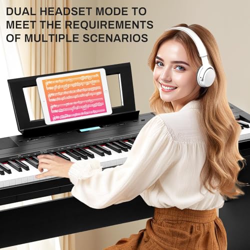 AODSK Weighted Piano 88-Key Beginner Digital Piano,Full Size Weighted keyboard with Hammer Action,238Tones,200 Rhythms,100 Demo Songs,with Sustain Pedal,Stereo Speakers,MP3 Function,Black, S-600