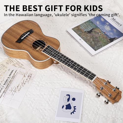 AODSK Ukulele For Beginners,Starter Bundle Kit with Free Gig Bag Strap,Professional Acoustic Ukelele Four String Wooden Hawaiian Uke for Kids Students Starter Kit