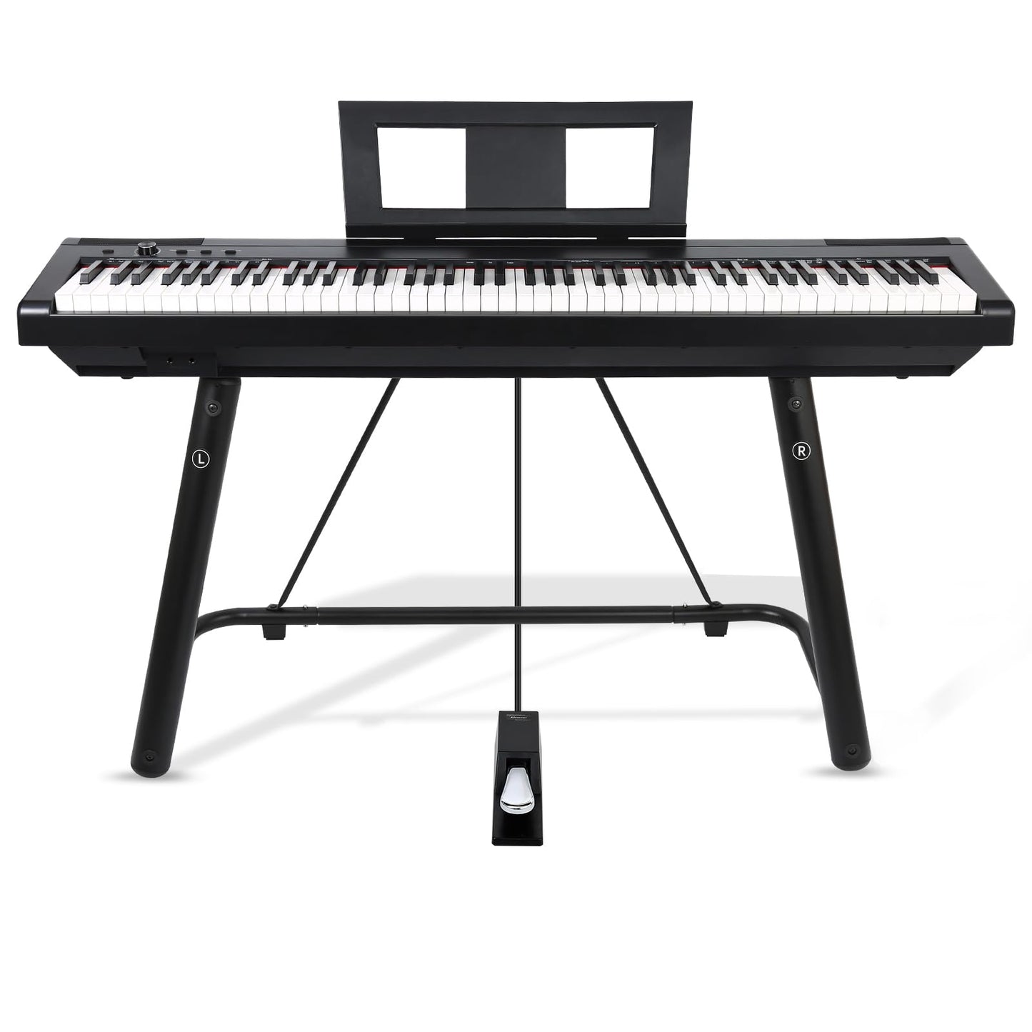 AODSK U-Shaped Design Keyboard Display Stand,Keyboard Stand with Locking Straps,Heavy-Duty Piano Keyboard Stand 88 Key 76 Key 61 Key,Durable & Sturdy,Easy to Assemble,Sleek Black