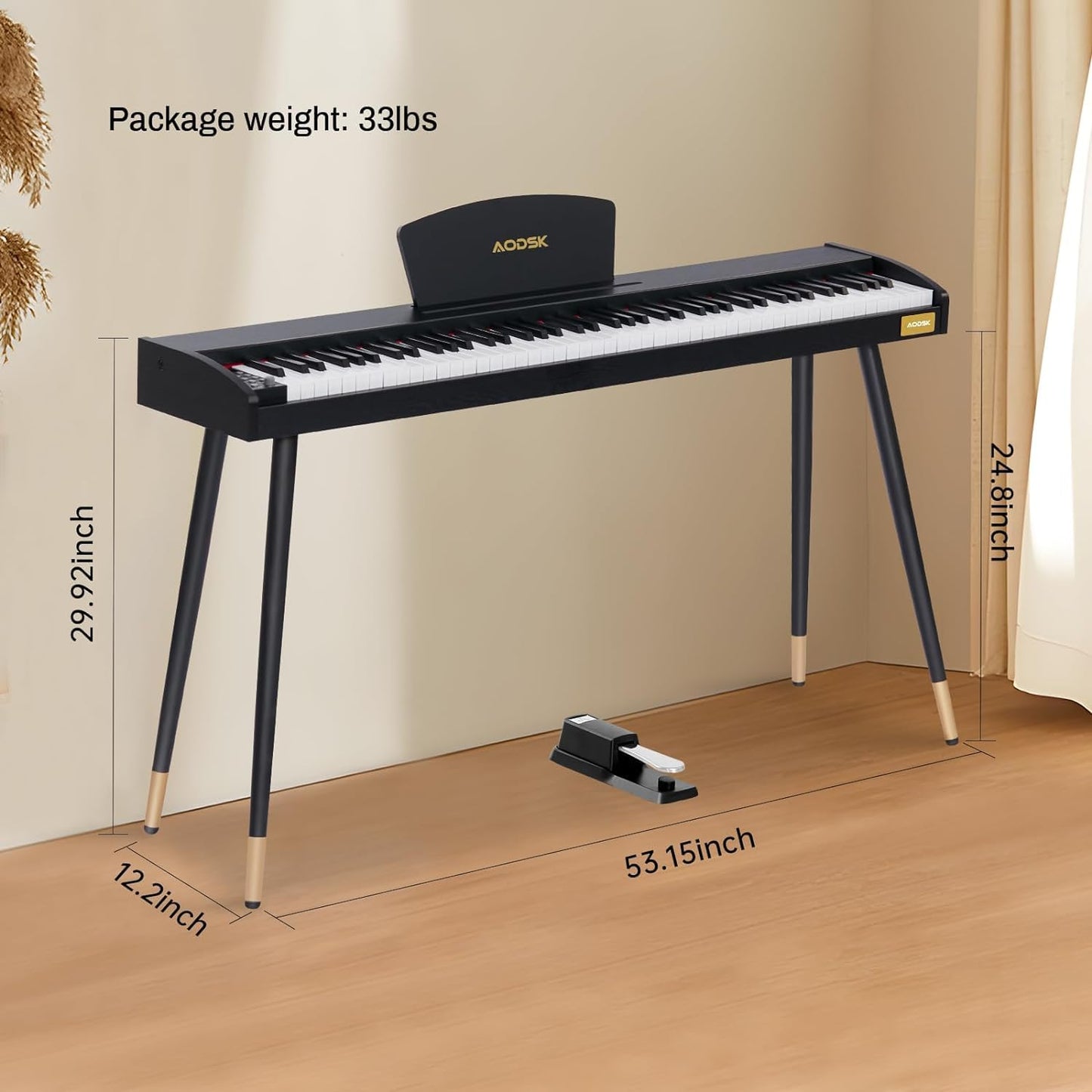 Aodsk 88 Key keyboard piano, Portable Digital Piano for Beginners,128 Tone,128 Rhythm, 20 Demo Song, with Sustain Pedal, Carrying Case, Complimentary Online Piano Lessons