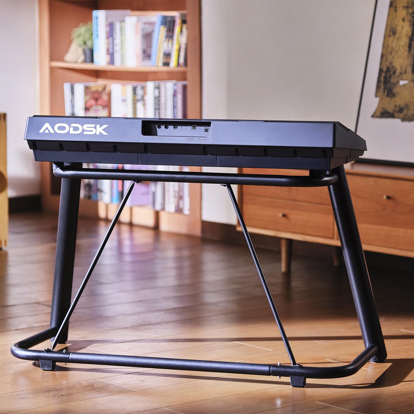 AODSK U-Shaped Design Keyboard Display Stand,Keyboard Stand with Locking Straps,Heavy-Duty Piano Keyboard Stand 88 Key 76 Key 61 Key,Durable & Sturdy,Easy to Assemble,Sleek Black