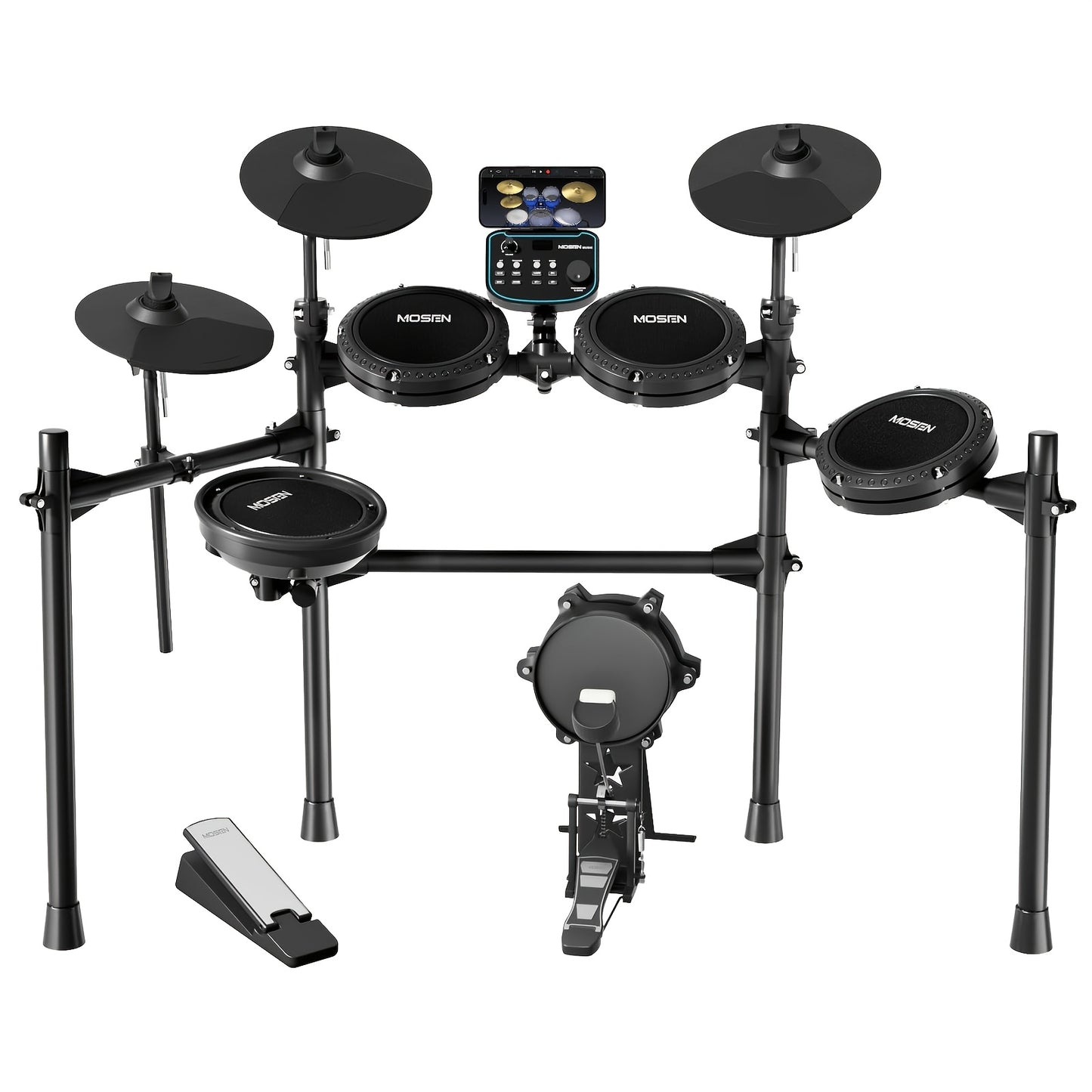 Mosen Electronic Drum Set, With Mesh Drumheads, Adjustable Cymbals, Accompanied By A Kick Drum, Featuring Over 260 Tones And 30 Preset Drum Kits