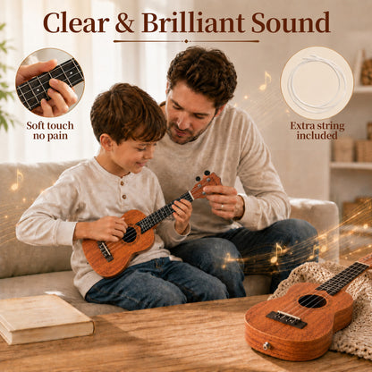 AODSK Soprano Ukulele for Beginner 21 Inch Matte Sapele Wood Beginner Kit with Bag & Accessories