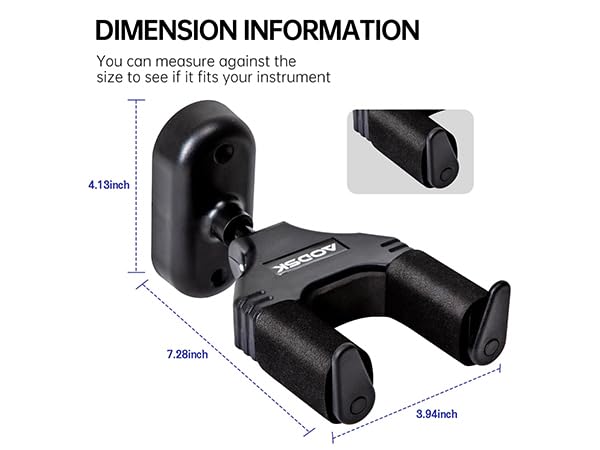 AODSK Guitar Wall Mount 3 Pack, Auto Lock Guitar Wall Hangers ,for Acoustic and Electric Guitar, Ukulele, Bass, Banjo and Mandolin,Guitar Accessories,Black