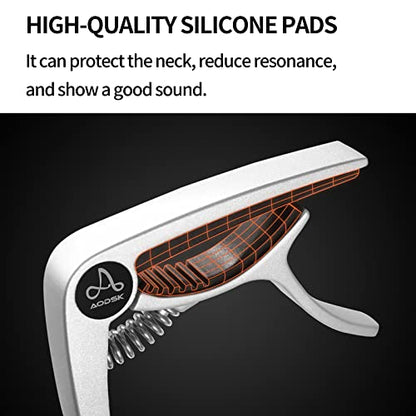 Aodsk Guitar Capo for 6 String Steel Acoustic and Electric Guitar Ukulele Capo Black