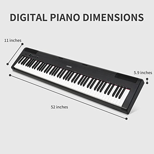 AODSK 88 Key Weighted Action Digital Piano,Grade Hammer Action Keyboard for Beginner Kids/Adults Beginner Digital Piano Black
