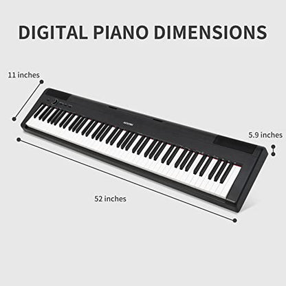 AODSK 88 Key Weighted Action Digital Piano,Grade Hammer Action Keyboard for Beginner Kids/Adults Beginner Digital Piano Black