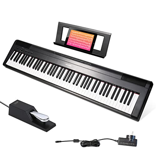 AODSK 88 Key Weighted Action Digital Piano,Grade Hammer Action Keyboard for Beginner Kids/Adults Beginner Digital Piano Black