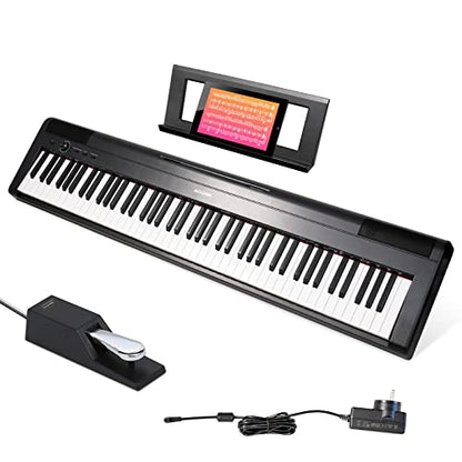 AODSK 88 Key Weighted Action Digital Piano,Grade Hammer Action Keyboard for Beginner Kids/Adults Beginner Digital Piano Black