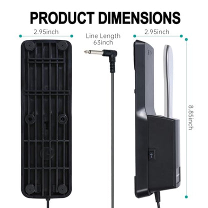 Aodsk Piano Sustain Pedal,Keyboard Sustain Pedal for Digital Piano With Polarity Switch and Anti-Slip Rubber Bottom For MIDI Keyboards,Digital Pianos,1/4'' (6.35mm) Input Plug