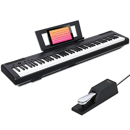 AODSK 88 Key Weighted Action Digital Piano,Grade Hammer Action Keyboard for Beginner Kids/Adults Beginner Digital Piano Black