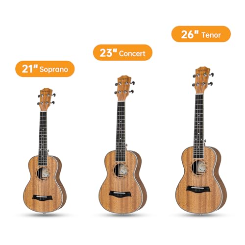 AODSK Ukulele For Beginners,Starter Bundle Kit with Free Gig Bag Strap,Professional Acoustic Ukelele Four String Wooden Hawaiian Uke for Kids Students Starter Kit
