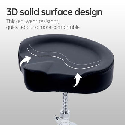 AODSK Heavy Duty Drum Throne Seat for Adult Drummers Height Adjustable and Rotatable, Cozy Flocking Surface Motorcycle Style Stool