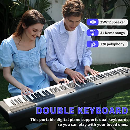 AODSK 88 Key Weighted Action Digital Piano,Grade Hammer Action Keyboard for Beginner Kids/Adults Beginner Digital Piano Black