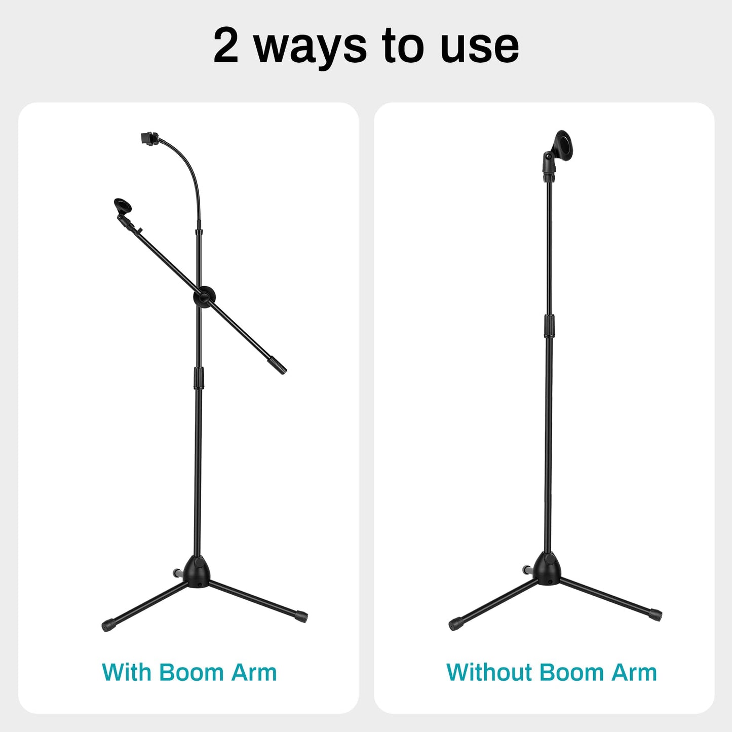 AODSK Deluxe Tripod Microphone Stand with Boom Arm & Twist Clutch Height Adjustment (Gooseneck version)