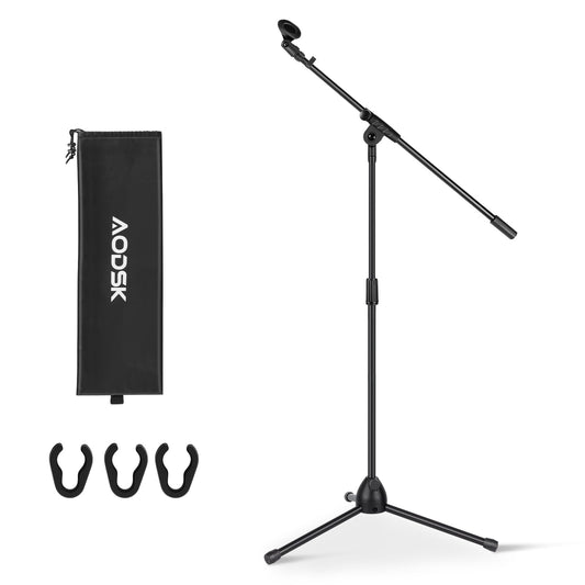 AODSK Deluxe Tripod Microphone Stand with Boom Arm & Twist Clutch Height Adjustment (Upgraded version)