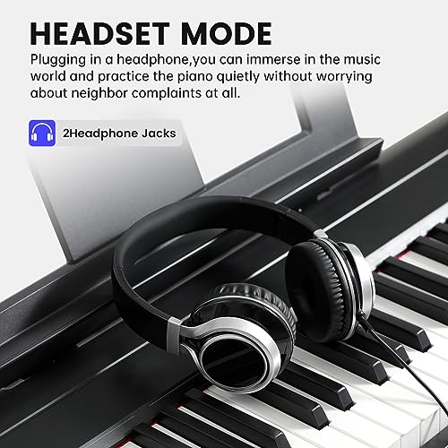 AODSK 88 Key Weighted Action Digital Piano,Grade Hammer Action Keyboard for Beginner Kids/Adults Beginner Digital Piano Black