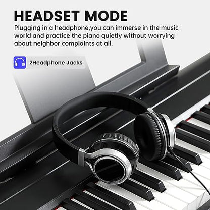 AODSK 88 Key Weighted Action Digital Piano,Grade Hammer Action Keyboard for Beginner Kids/Adults Beginner Digital Piano Black