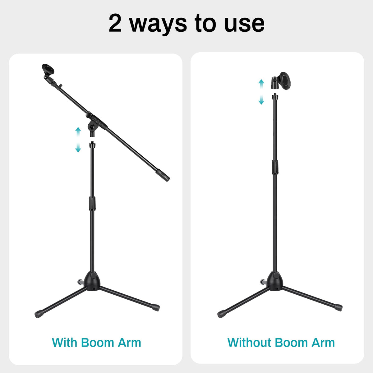 AODSK Deluxe Tripod Microphone Stand with Boom Arm & Twist Clutch Height Adjustment (Upgraded version)