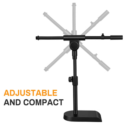 AODSK Desktop Microphone Stand, Height-Adjustable, Includes microphone clip and 5/8-inch male to 3/8-inch female screw connector, Non-Slip Stable Base(AS-DMS2)
