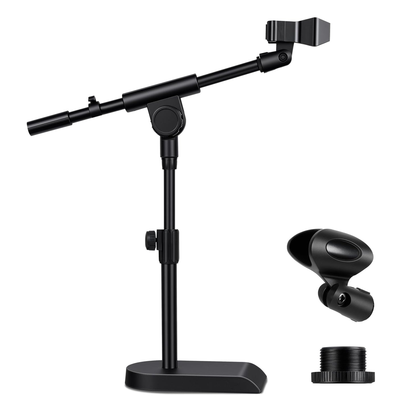 AODSK Desktop Microphone Stand, Height-Adjustable, Includes microphone clip and 5/8-inch male to 3/8-inch female screw connector, Non-Slip Stable Base(AS-DMS2)