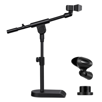 AODSK Desktop Microphone Stand, Height-Adjustable, Includes microphone clip and 5/8-inch male to 3/8-inch female screw connector, Non-Slip Stable Base(AS-DMS2)