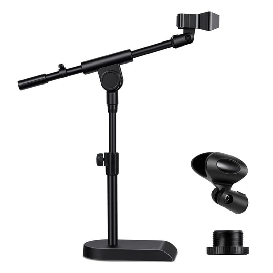AODSK Desktop Microphone Stand, Height-Adjustable, Includes microphone clip and 5/8-inch male to 3/8-inch female screw connector, Non-Slip Stable Base(AS-DMS2)