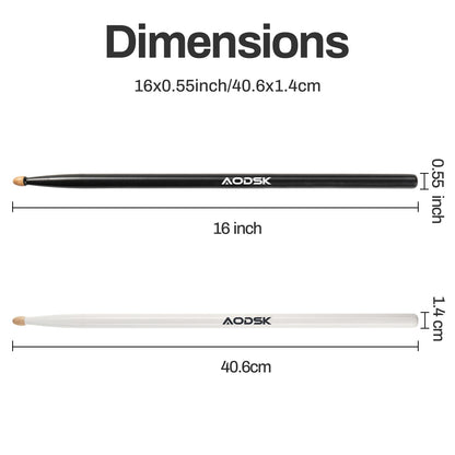 AODSK ドラムスティック、クラシック 5A ドラムスティック、快適なグリップのヒッコリーウッド、ブラックウッドドラムスティック、2ペア