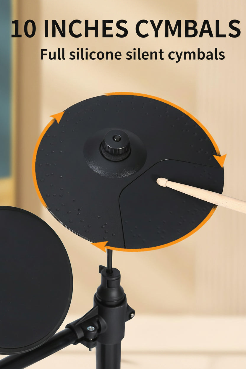 AODSK AED-400 Electric Drum Set for Beginner with 150 Sounds,4 Quiet Drum Pads,2 Pedal,Throne,Sticks,Electronic Drum with Headphone
