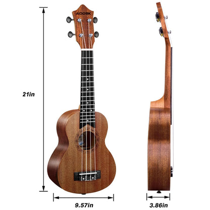 AODSK Soprano Ukulele for Beginner 21 Inch Ukelele Kit with Gig Bag Nylon String 4 Picks Cloth Online Lesson Holiday Gift