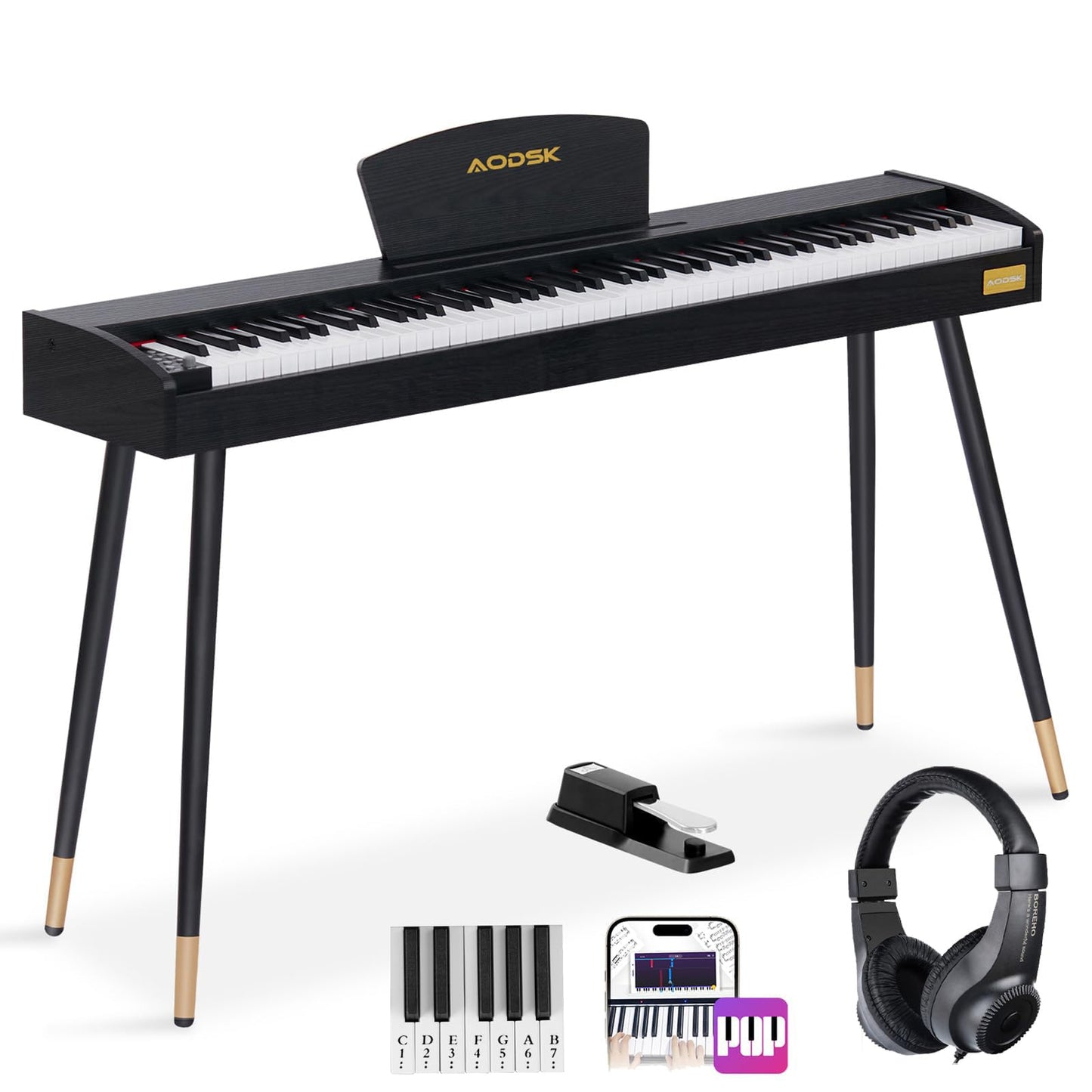 Aodsk 88 Key keyboard piano, Portable Digital Piano for Beginners,128 Tone,128 Rhythm, 20 Demo Song, with Sustain Pedal, Carrying Case, Complimentary Online Piano Lessons