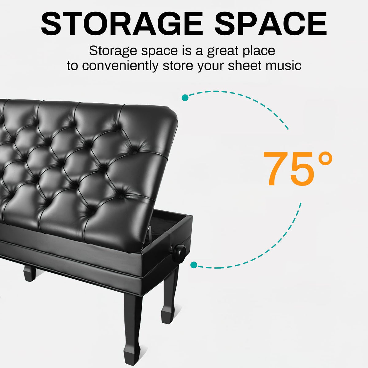 AODSK Adjustable Piano Bench w/Storage, Padded Cushion & Heavy Wood Frame
