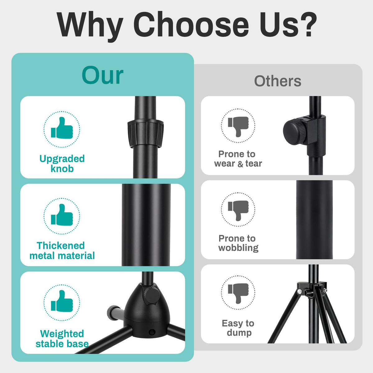 AODSK Deluxe Tripod Microphone Stand with Boom Arm & Twist Clutch Height Adjustment (Gooseneck version)