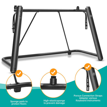 AODSK U-Shaped Design Keyboard Display Stand,Keyboard Stand with Locking Straps,Heavy-Duty Piano Keyboard Stand 88 Key 76 Key 61 Key,Durable & Sturdy,Easy to Assemble,Sleek Black