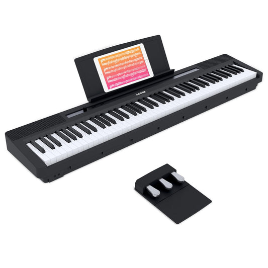 AODSK 88 Key Weighted Keyboard Digital Piano,Grade Hammer Action Keyboard for Beginner Portable Electric Piano, Black (Three-pedal)