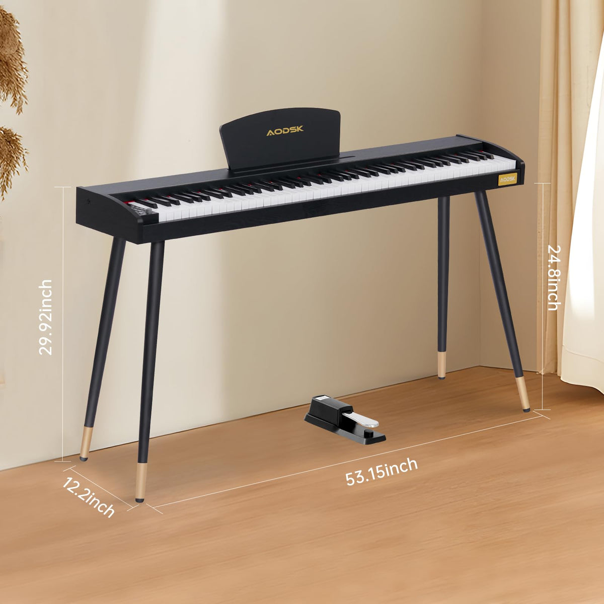 AODSK AD-X1N 88 Keys Digital Piano, Keyboard Piano, Full-size Semi Weighted Key, 128 Tones & Rhythms, MIDI/USB Connectivity, Headphone Jack