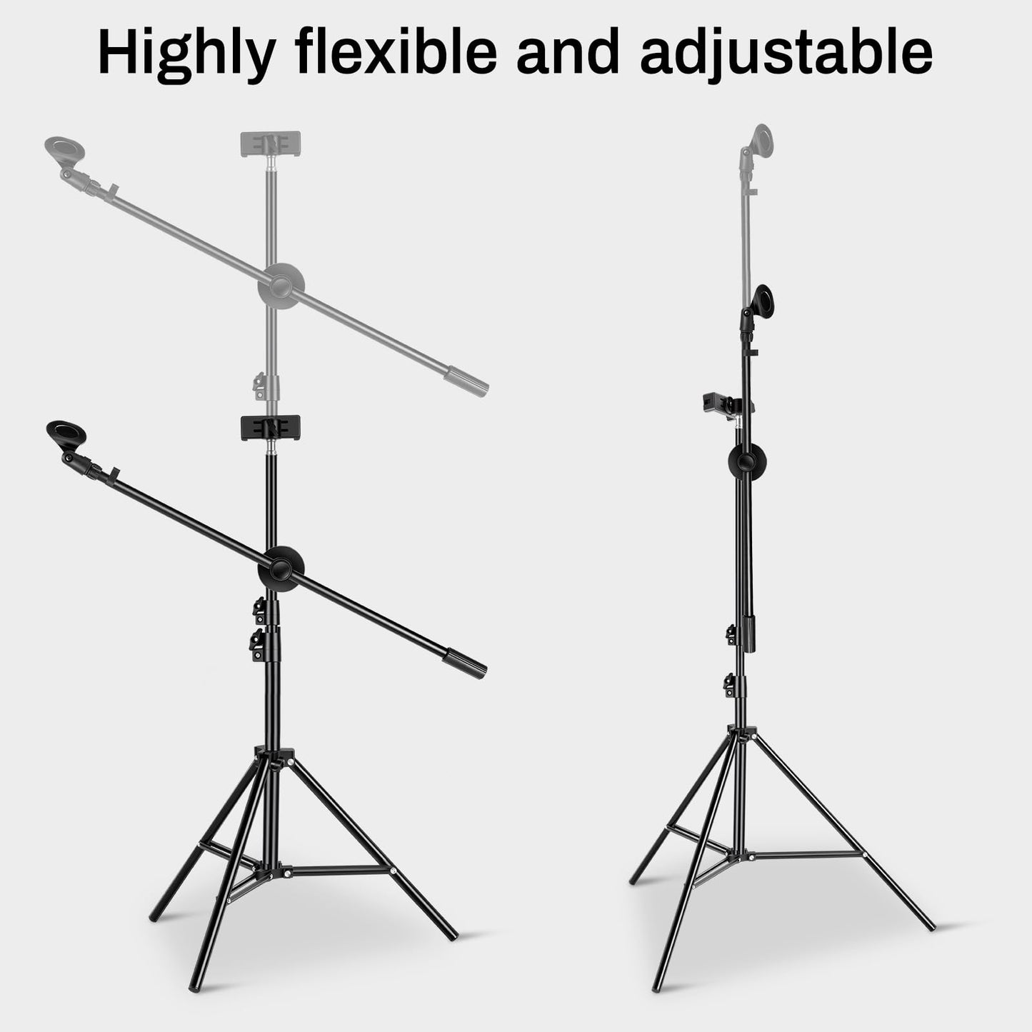 AODSK Deluxe Tripod Microphone Stand with Boom Arm & Twist Clutch Height Adjustment (Light version)