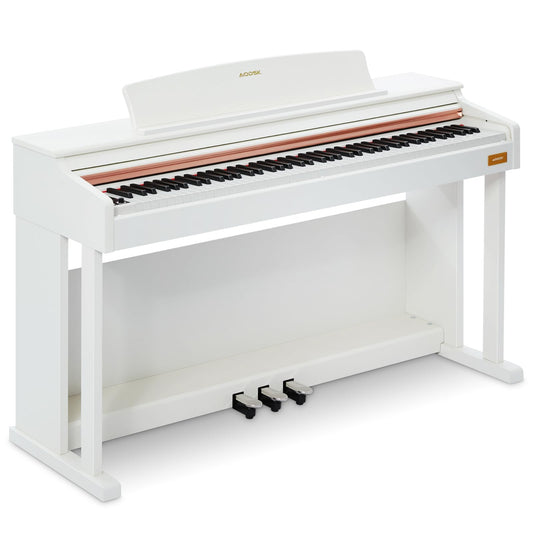 AODSK 88 Key Digital Piano,Weighted Hammer Action Digital Piano with Full-Size Weighted Keys,Triple Pedal,Beginner Bundle with Furniture Stand,Slide Key Cover,Piano Lessons