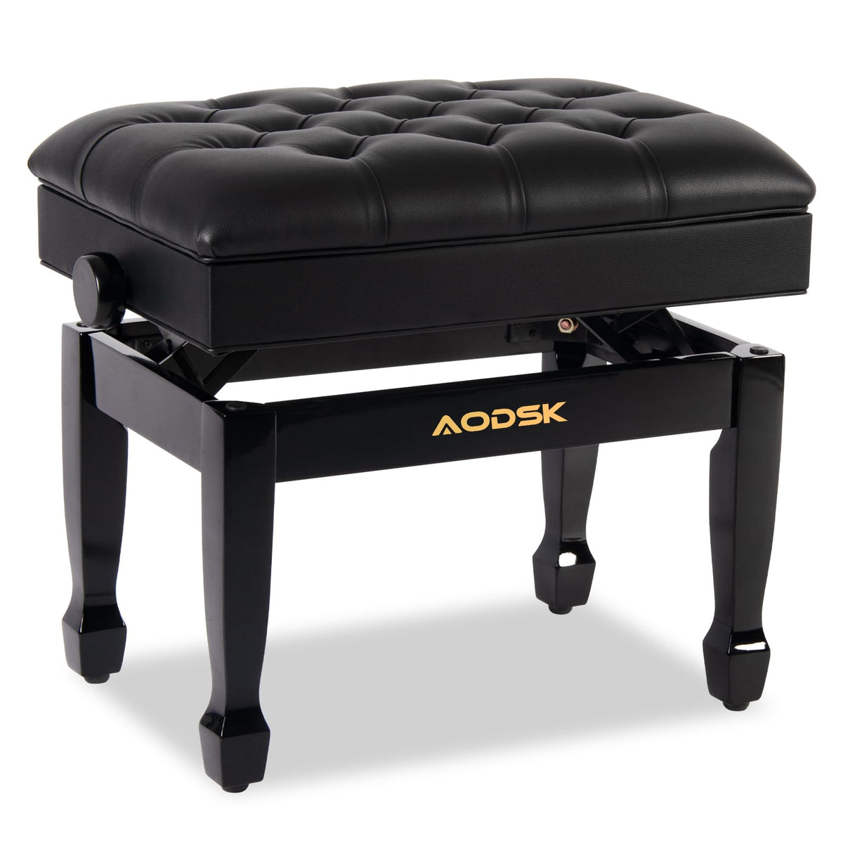AODSK Adjustable Piano Bench w/Storage, Padded Cushion & Heavy Wood Frame