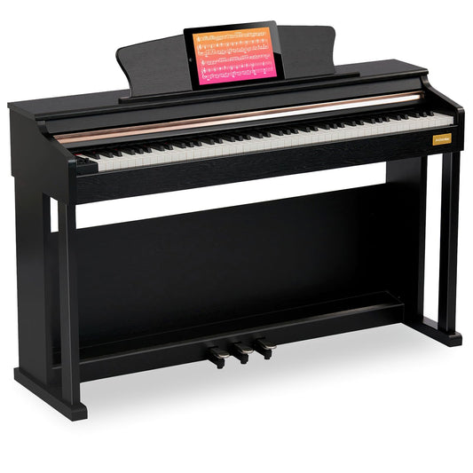 AODSK 88 Key Digital Piano,Weighted Hammer Action Digital Piano with Full-Size Weighted Keys,Triple Pedal,Beginner Bundle with Furniture Stand,Slide Key Cover,Black,Piano Lessons (UPB-92)