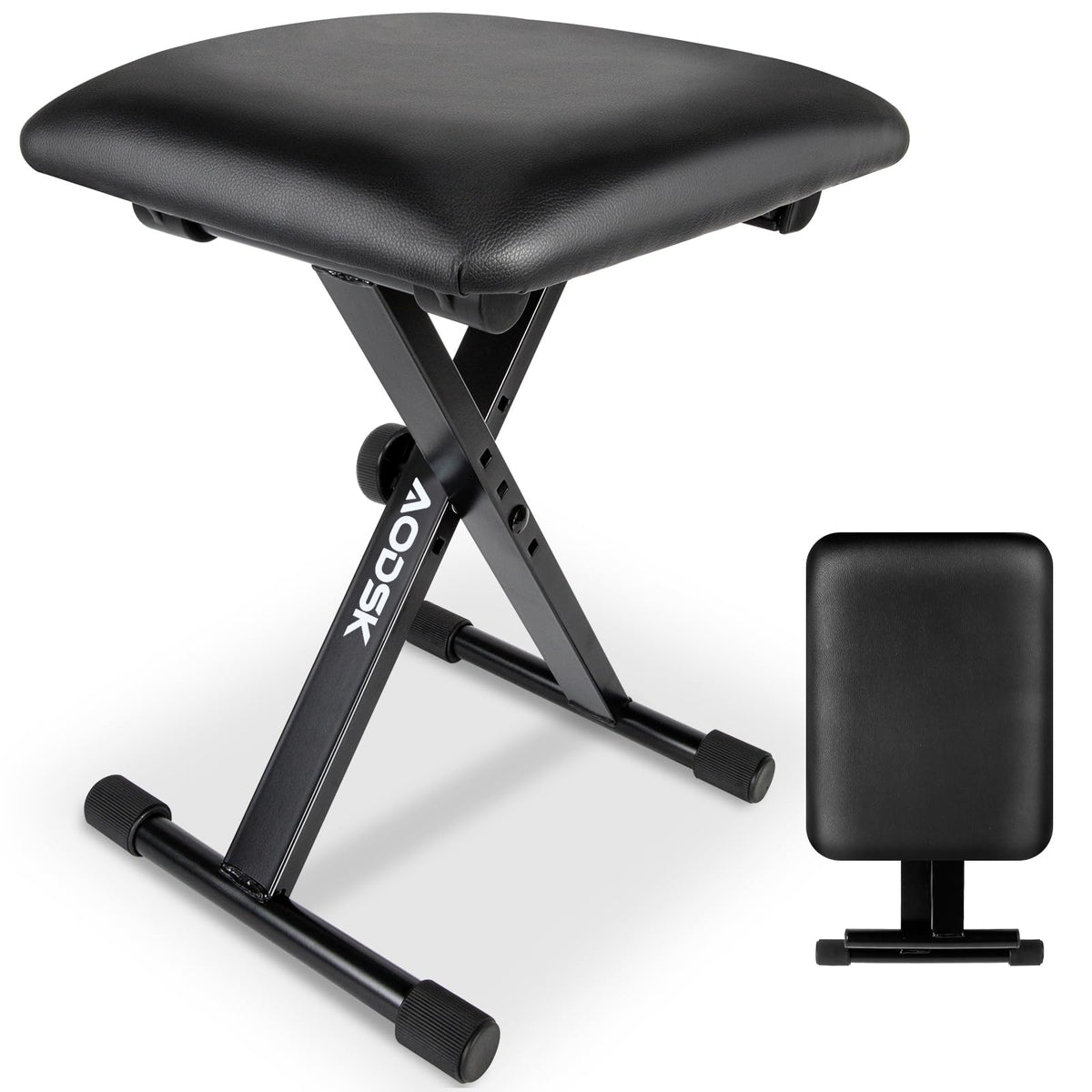 AODSK Keyboard Bench X-Style Cushion Padded,Piano Bench Adjustable Collapsible Stool Chair Seat,Flame Retardant Cotton,Non-Skid Design