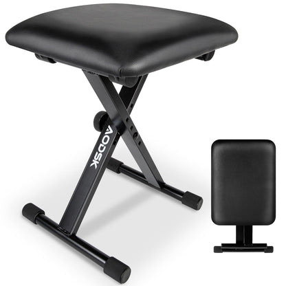 AODSK Keyboard Bench X-Style Cushion Padded,Piano Bench Adjustable Collapsible Stool Chair Seat,Flame Retardant Cotton,Non-Skid Design