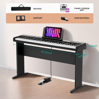 Aodsk 88 Key keyboard piano, Portable Digital Piano for Beginners,128 Tone,128 Rhythm, 20 Demo Song, with Sustain Pedal, Carrying Case, Complimentary Online Piano Lessons